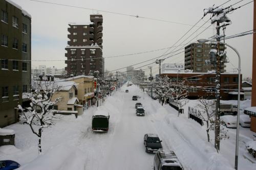snowy Sapporo street