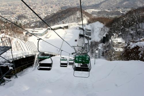going down on chair lift
