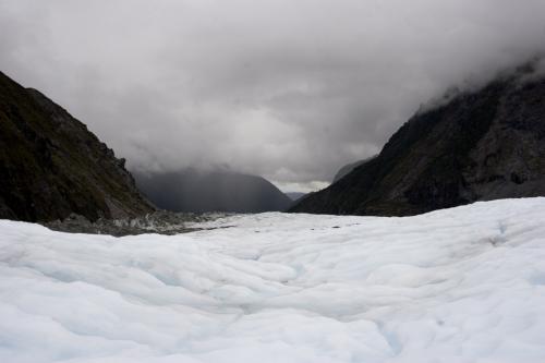looking up the glacier
