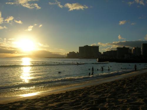 sunset over Waikiki