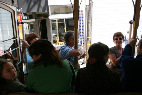 on the cable car