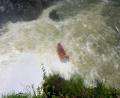 under the waterfall