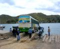 bus getting on boat!